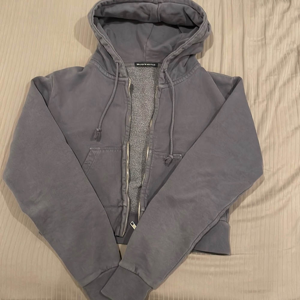 Brandy Melville cropped navy zip up